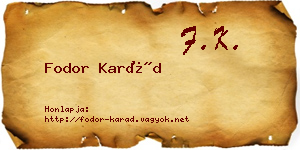 Fodor Karád névjegykártya